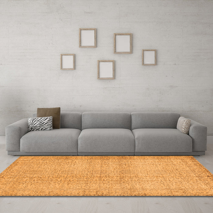 Machine Washable Abstract Orange Contemporary Area Rugs in a Living Room, wshcon483org