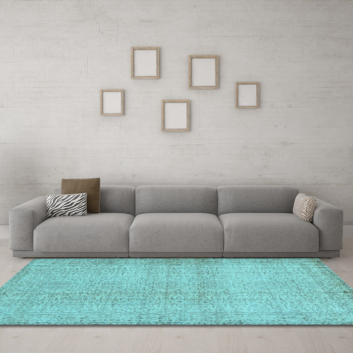 Machine Washable Abstract Light Blue Contemporary Rug in a Living Room, wshcon483lblu