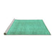 Sideview of Machine Washable Abstract Turquoise Contemporary Area Rugs, wshcon483turq