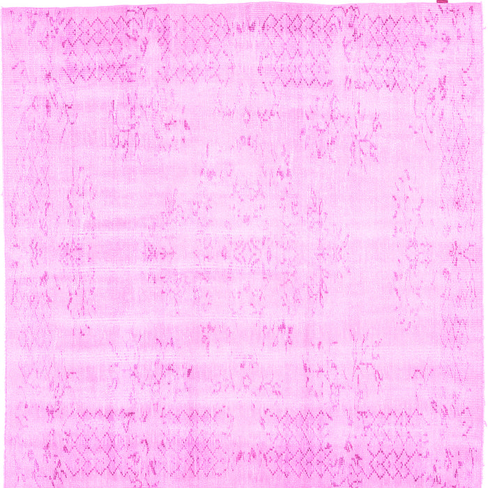 Square Machine Washable Abstract Pink Contemporary Rug, wshcon484pnk