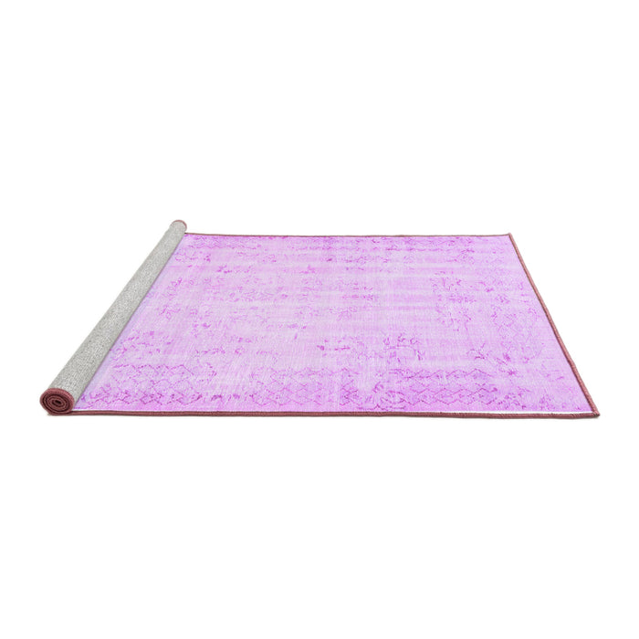 Sideview of Machine Washable Abstract Purple Contemporary Area Rugs, wshcon484pur
