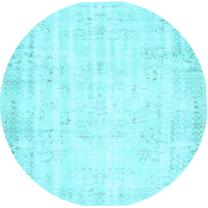 Round Abstract Light Blue Contemporary Rug, con484lblu