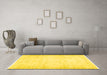 Machine Washable Abstract Yellow Contemporary Rug in a Living Room, wshcon484yw