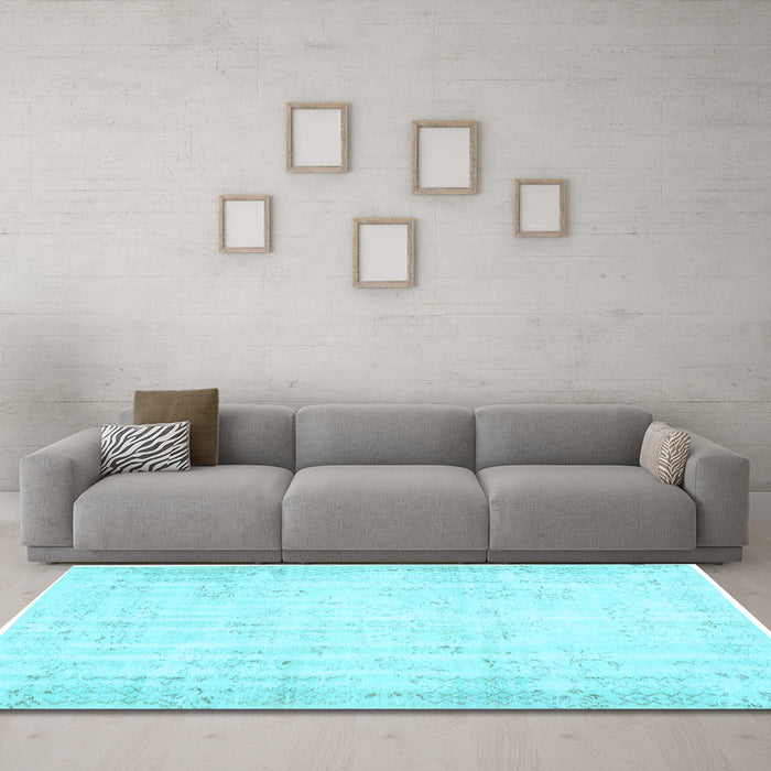 Machine Washable Abstract Light Blue Contemporary Rug in a Living Room, wshcon484lblu