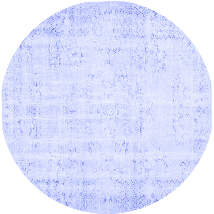 Round Abstract Blue Contemporary Rug, con484blu