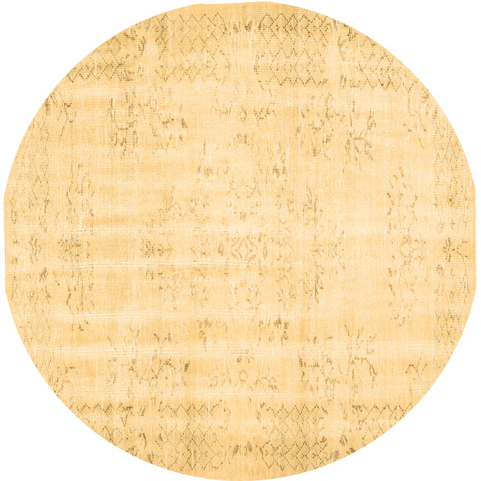 Round Machine Washable Abstract Brown Contemporary Rug, wshcon484brn