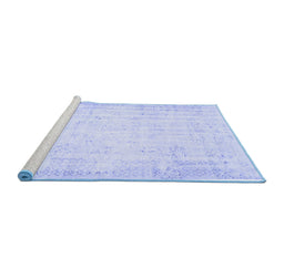 Sideview of Machine Washable Abstract Blue Contemporary Rug, wshcon484blu