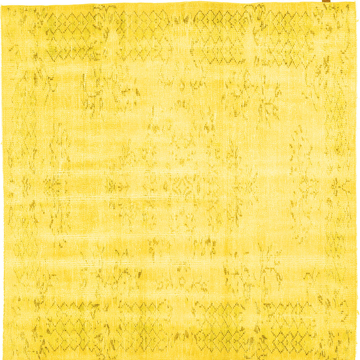 Square Machine Washable Abstract Yellow Contemporary Rug, wshcon484yw