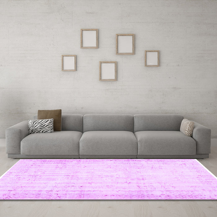 Machine Washable Abstract Purple Contemporary Area Rugs in a Living Room, wshcon484pur