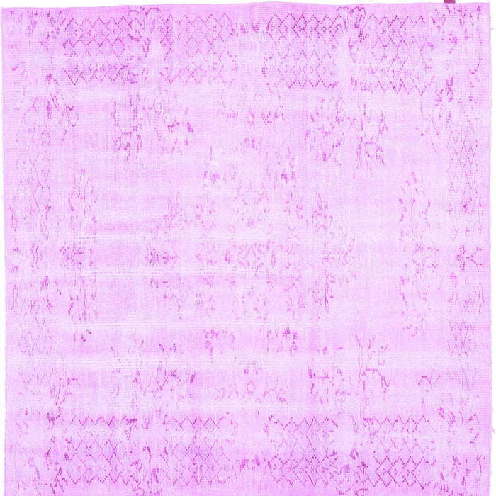 Square Machine Washable Abstract Purple Contemporary Area Rugs, wshcon484pur