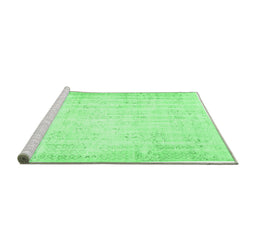 Sideview of Machine Washable Abstract Emerald Green Contemporary Area Rugs, wshcon484emgrn