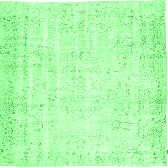 Square Machine Washable Abstract Emerald Green Contemporary Area Rugs, wshcon484emgrn