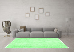 Machine Washable Abstract Emerald Green Contemporary Area Rugs in a Living Room,, wshcon484emgrn