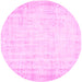 Round Machine Washable Abstract Pink Contemporary Rug, wshcon484pnk