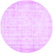Round Machine Washable Abstract Purple Contemporary Area Rugs, wshcon484pur