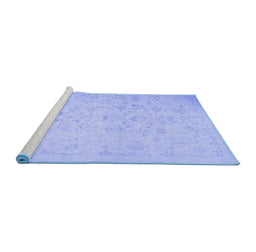 Sideview of Machine Washable Abstract Blue Contemporary Rug, wshcon485blu
