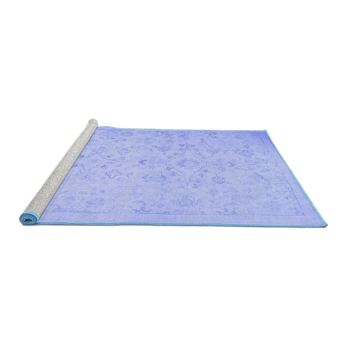 Sideview of Machine Washable Abstract Blue Contemporary Rug, wshcon485blu