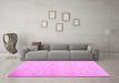 Machine Washable Abstract Pink Contemporary Rug in a Living Room, wshcon485pnk