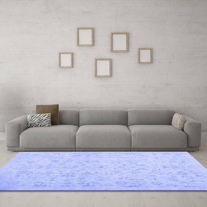 Machine Washable Abstract Blue Contemporary Rug in a Living Room, wshcon485blu