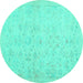 Round Abstract Turquoise Contemporary Rug, con485turq