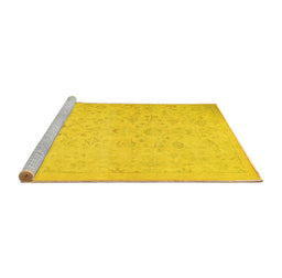 Sideview of Machine Washable Abstract Yellow Contemporary Rug, wshcon485yw