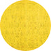 Round Abstract Yellow Contemporary Rug, con485yw