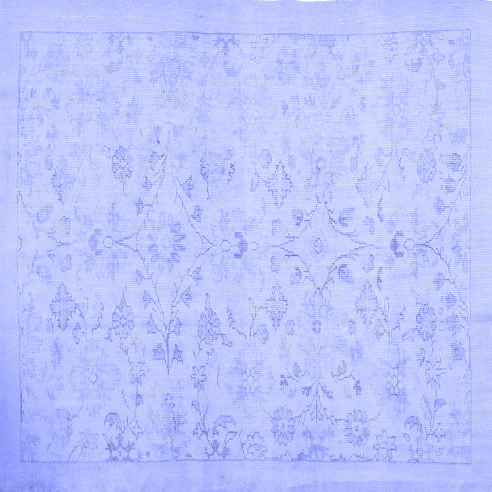 Square Machine Washable Abstract Blue Contemporary Rug, wshcon485blu