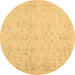 Round Abstract Brown Contemporary Rug, con485brn