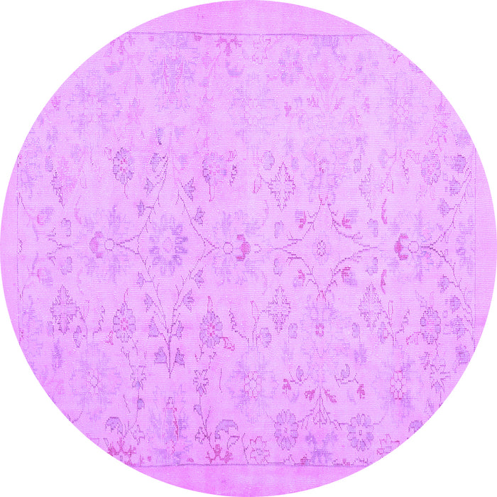 Round Abstract Purple Contemporary Rug, con485pur