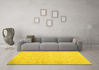 Machine Washable Abstract Yellow Contemporary Rug, wshcon485yw