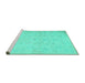 Sideview of Machine Washable Abstract Turquoise Contemporary Area Rugs, wshcon485turq