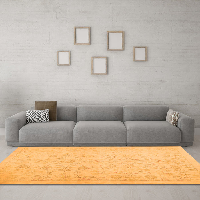 Machine Washable Abstract Orange Contemporary Area Rugs in a Living Room, wshcon485org