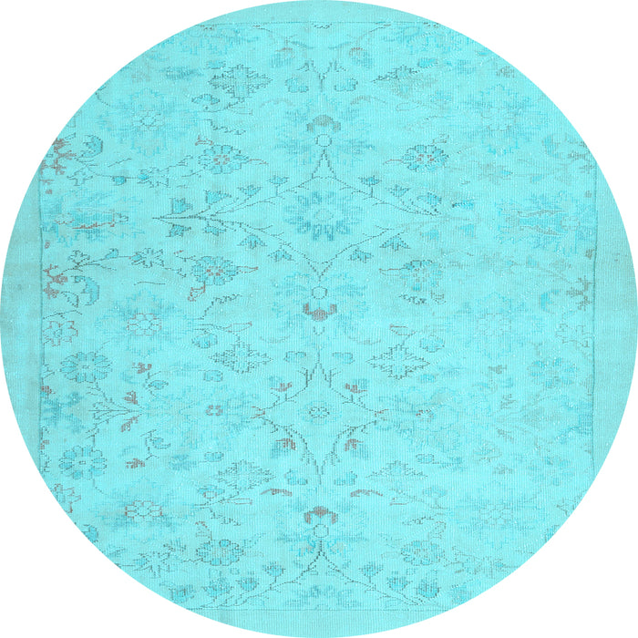 Round Abstract Light Blue Contemporary Rug, con485lblu
