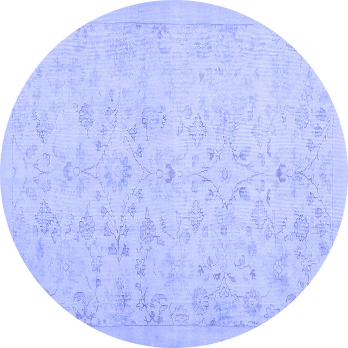 Round Abstract Blue Contemporary Rug, con485blu