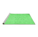 Sideview of Machine Washable Abstract Emerald Green Contemporary Area Rugs, wshcon485emgrn