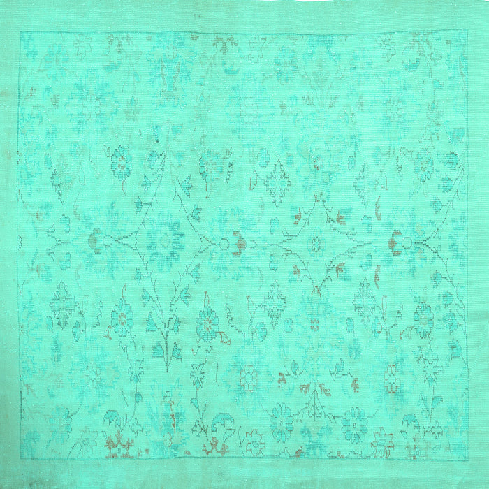 Square Abstract Turquoise Contemporary Rug, con485turq