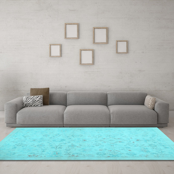Machine Washable Abstract Light Blue Contemporary Rug in a Living Room, wshcon485lblu