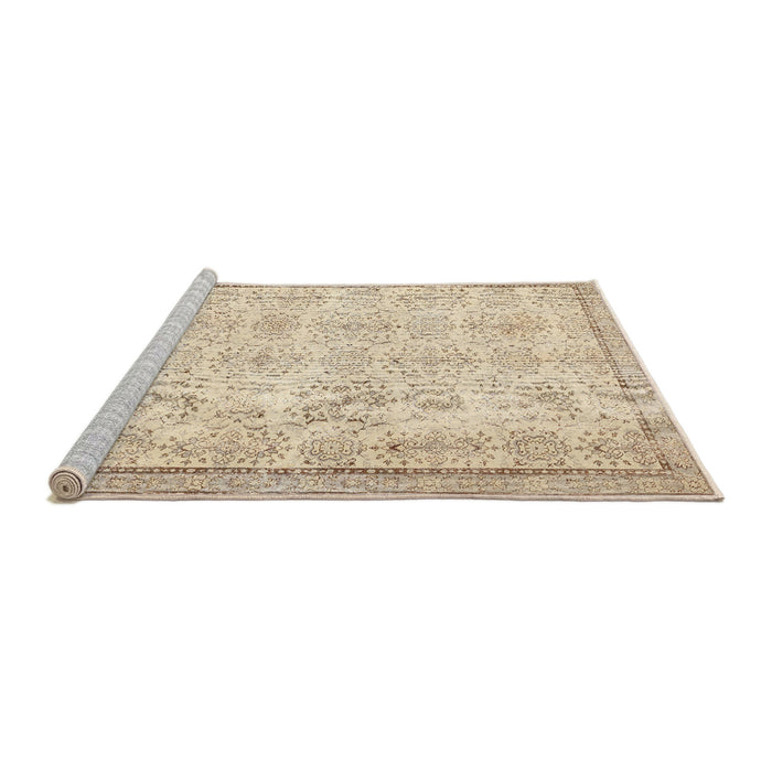 Serging Thickness of Machine Washable Contemporary Khaki Gold Rug, wshcon486