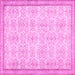 Square Machine Washable Abstract Pink Contemporary Rug, wshcon486pnk