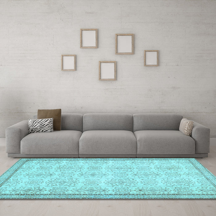 Machine Washable Abstract Light Blue Contemporary Rug in a Living Room, wshcon486lblu