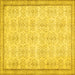 Square Abstract Yellow Contemporary Rug, con486yw