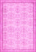 Machine Washable Abstract Pink Contemporary Rug, wshcon486pnk