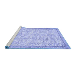 Sideview of Machine Washable Abstract Blue Contemporary Rug, wshcon486blu