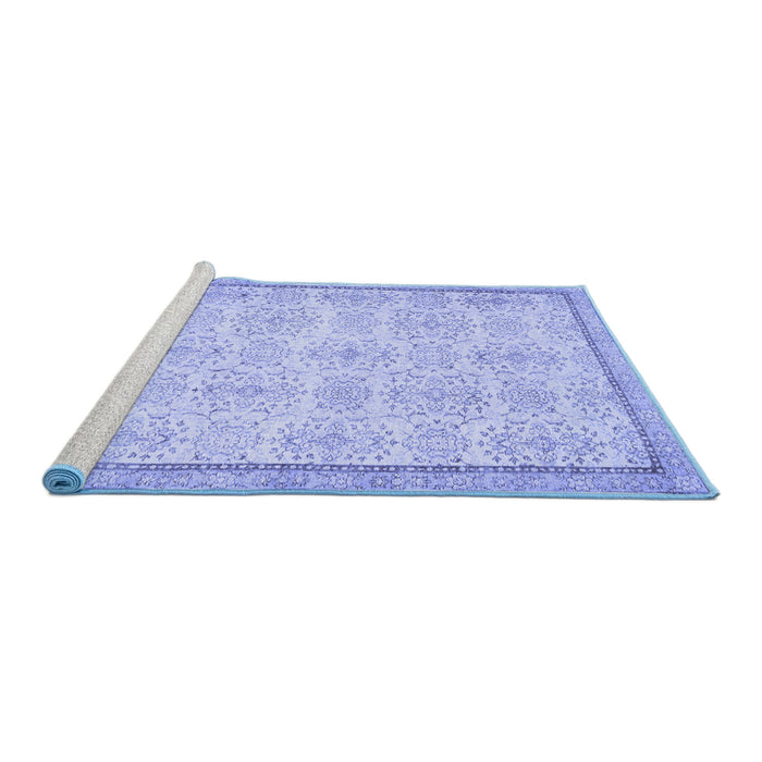 Sideview of Machine Washable Abstract Blue Contemporary Rug, wshcon486blu