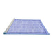 Sideview of Machine Washable Abstract Blue Contemporary Rug, wshcon486blu