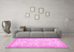 Machine Washable Abstract Pink Contemporary Rug in a Living Room, wshcon486pnk