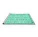 Sideview of Machine Washable Abstract Turquoise Contemporary Area Rugs, wshcon486turq