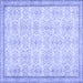 Square Abstract Blue Contemporary Rug, con486blu