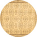 Round Abstract Brown Contemporary Rug, con486brn