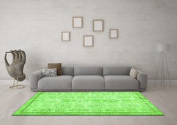 Machine Washable Abstract Green Contemporary Area Rugs in a Living Room,, wshcon486grn